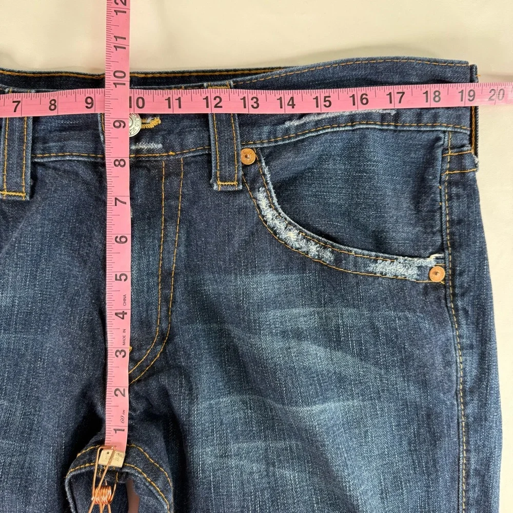 AUTHENTIC True Religion Red Painted Pockets Distressed Denim Jeans Size 36
